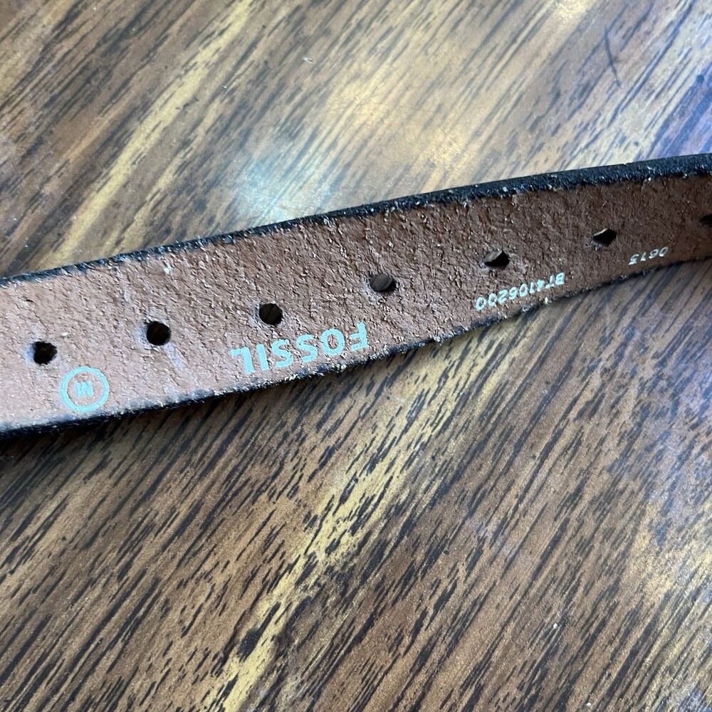 FOSSIL BROWN TOOLED LEATHER SINGLE PRONG/BRASS BUCKLE WOMENS LEATHER BELT:M - Picture 5 of 8